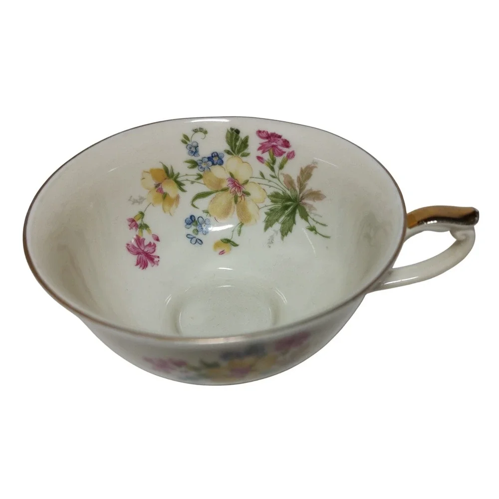 Vintage Bavaria Teacup Saucer Dessert Plate Set Floral Gold Trim Set of‎ Three